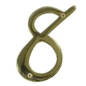  4 Solid Brass House Number 8   Polished & Lacquered Brass 