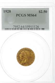   GOLD LIBERTY QUARTER EAGLE INDIAN HEAD CERTIFIED PCGS MS 64 COIN