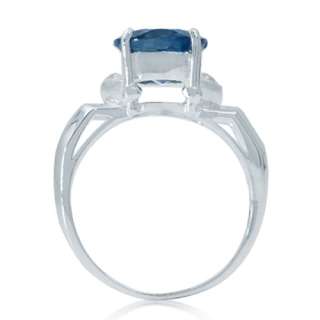 88 ct. London Blue & White Topaz 925 Sterling Silver Cocktail Ring 