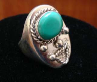   American Sterling Silver Turquoise Mens Ring 24.3 Grams OLD PAWN