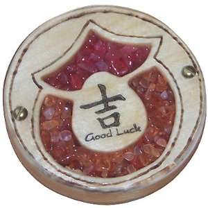 Magic Unique Gemstone and Wooden Amulet Good Luck Magnet In Carnelian