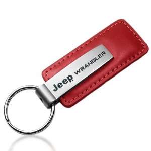   Jeep Wrangler Red Leather Car Key Chain, Official Licensed Automotive