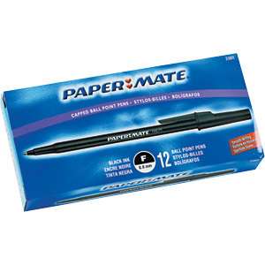 Paper Mate Ballpoint Stick Pen Black Fine point 12 ct  