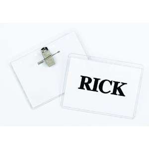 Line Clip/Pin Combo Style Name Badge Holders, 4 x 3 Inches, Clear 