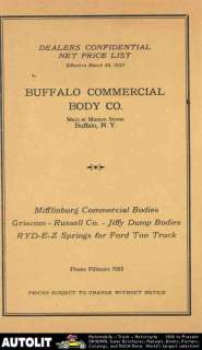 1923 Ford Model T Buffalo Truck Body Prices Brochure  