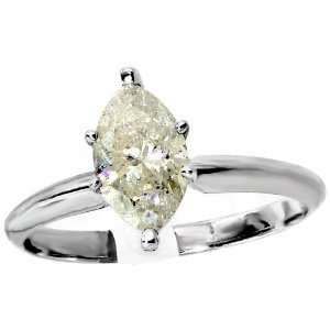   Gold Solitaire Size 6.5 Set with One Genuine Marquise Diamond Weighing