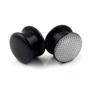  Double Sided Screw On Acrylic Ear Plugs with Carbon Fiber 