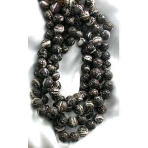  BROWN SHELL CARVED DRAGON BEADS 12.6mm STRAND 