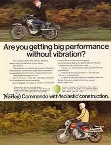1970 Norton Commando 750 S Motorcycle Original Color Ad  