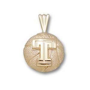 Temple Owls T Basketball 1/2 Pendant   10KT Gold Jewelry  