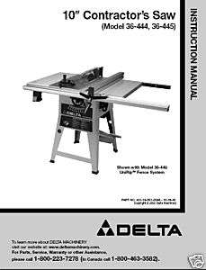 Delta Table Saw 36 444 & 36 445 Instruction Manual  