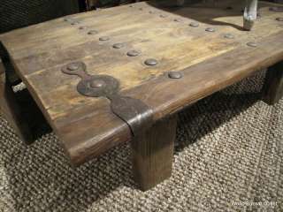 56 Large door coffee table reclaimed old wood iron spectaculr  