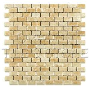 Honey Onyx Polished Baby Brick Premium Mosaic Tile Mesh  