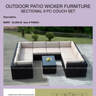 Outdoor Patio Wicker Furniture 9pc Luxurious Sofa Set  