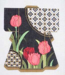 EXCLUSIVE** LEE Oriental Tulip Kimono handpainted Needlepoint Canvas 