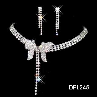 Wedding Br​idal crystal necklace earring costume sets TL0245