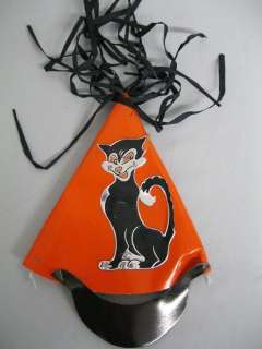Vintage Halloween Party Hat Sassy Black Cat  
