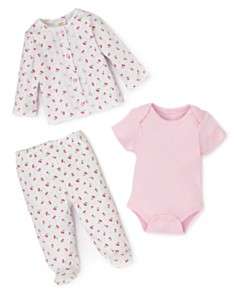 Absorba Infant Girls Cherry 3 Piece Bodysuit & Pant Set   Sizes 0 9 