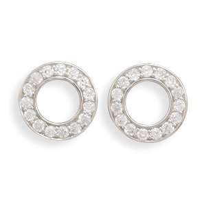   CZ Post Earrings 3mm Wide Cz Circles Measure 14mm In Diameter Jewelry
