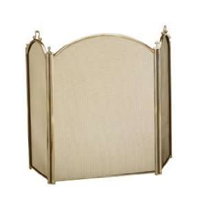   Panel Antique Brass Plated 33 Inch Fireplace Screen
