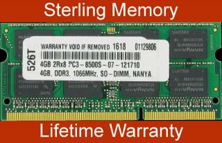 4GB DDR3 MEMORY RAM PC3 8500 SODIMM 204 PIN 1066MHZ CL7  