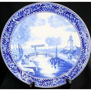   Vintage Blue Delft Plate Charger Canal Mother Child 