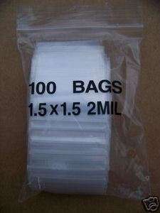 PLASTIC BAG 1.5X1.5 zip lock clear small item poly 100  