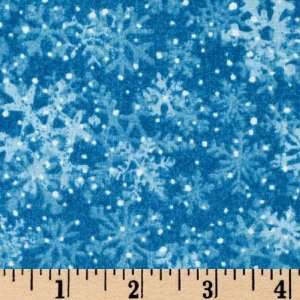  45 Wide Winter Birds Snowflakes Turquoise Fabric By The 