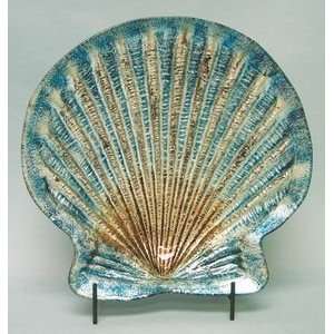  Glass Scallop Shell Plate with Stand