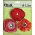 Petaloo Floral Embellishments Fabric Flowers 3/Pkg Red