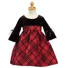 Lito Red Taffeta Black Velvet Flower Girl Christmas Dress 3T