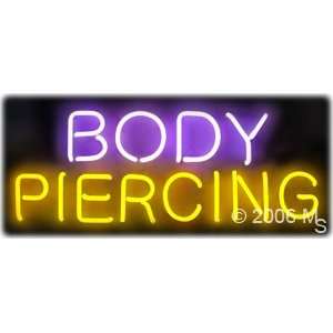 Neon Sign   Body Piercing   Large 13 x 32  Grocery 