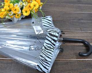   Transparent Dome Birdcage Rain Sun Umbrella with Zebra Trim  