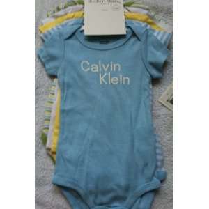  White, Blue & Yellow Prints ~ Infant Bodysuit Onesies 6 9 Months Baby