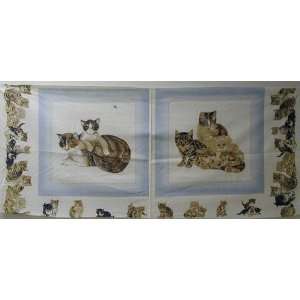  45 Wide Scatted Cats   Pillow Panel Fabric By The Yard 