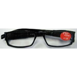   JR1260 Black Glasses +1.25 Power Light Up Readers 