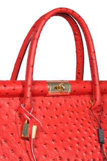 NWT Genuine leather purse satchel handbag tote with strap red.Made in 