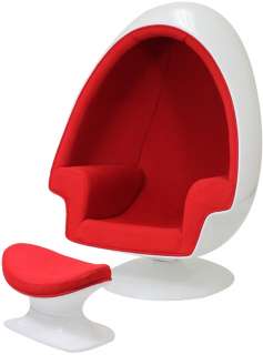 Red Alpha Shell Egg Chair and Ottoman  