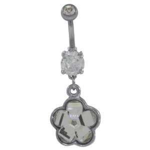  CLEAR   Pretty Spring Blossom Dangle Belly Ring Jewelry