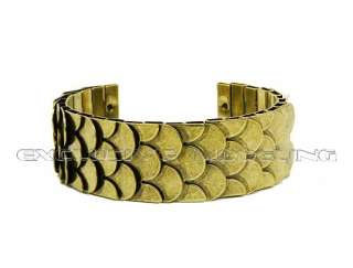   Modeling Vintage Fashion Fish Scales Adjustable Bangle Cuff Bracelet