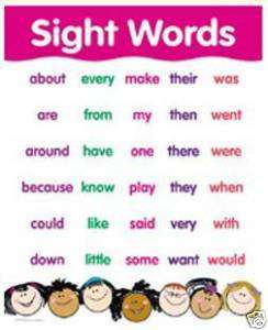 Sight Words Chart from Creative Teaching Press CTP5678  