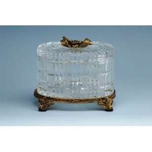  24% Lead Italian Crystal Oval Trinket Box and Lid with 