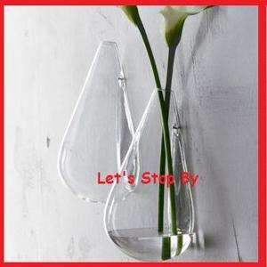   Mounted Tear Drop Glass Vase + 50g Water Bead + 1 LED light Decoration