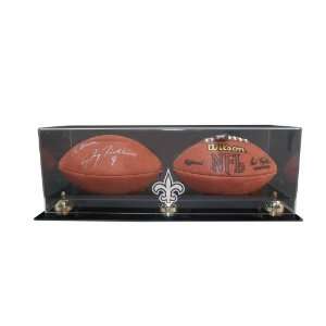  New Orleans Saints Double Football Display with Gold 