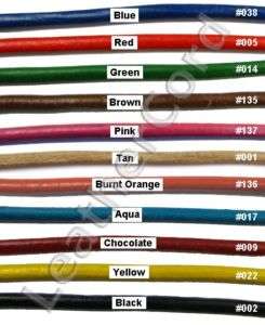 3mm ROUND LEATHER CORD (MANY COLORS) PICK 10 YARDS TOTA  