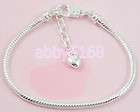 Silver Lobster Clasp Charm Snake Chain Bracelet Fit European Beads 