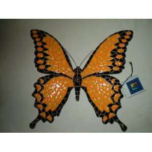  Barcino Ceramic Mosaic Orange and Black Butterfly