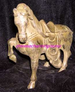 Pair of Old Chinese Bronze Tang War Horse Statue  