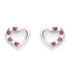   Silver Open Heart CZ Stud Screw Back Earrings For Children & Women