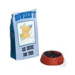  Dollhouse Miniature Bowsers Dog Food Bag with Bowl Toys & Games